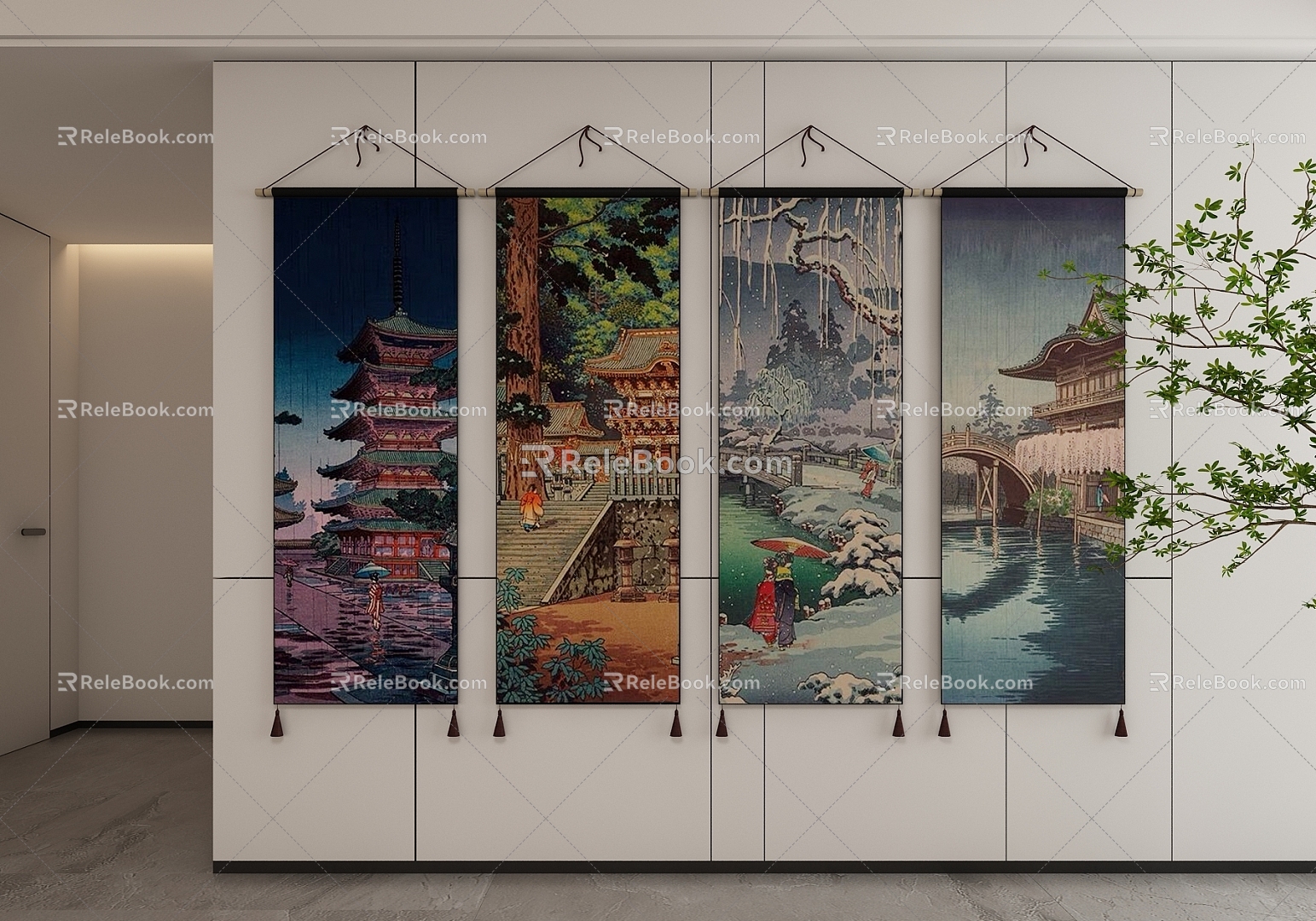 Japanese Decorative Hanging Paintings model