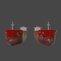 Two Large Red Container Ships With Stacked Containers On Deck 3d model