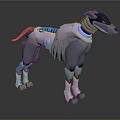 Mechanical Cyberpunk Dog With Robotic Design And Blue Accents Sleek Metallic Body