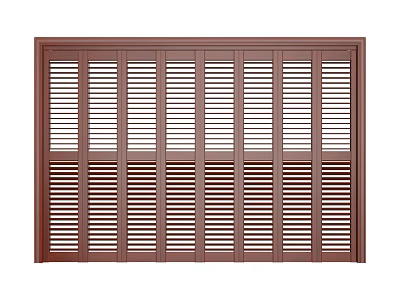 Brown Wooden Folding Door With Louvered Panels For Home Interior Design 3d model