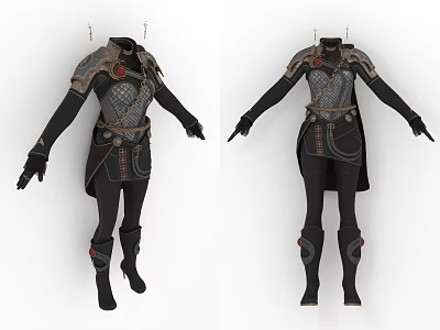 Dark Character Armour Costume With Leather Straps Metal Accents And Chain Details 3d model