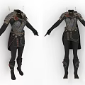 Dark Character Armour Costume With Leather Straps Metal Accents And Chain Details