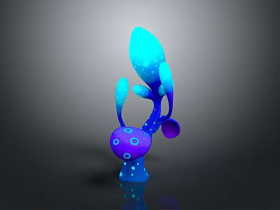 Vibrant Abstract Creature Character With Blue Purple Tentacles And Polka Dot Round Base 3d model