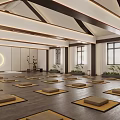 Zen Inspired Yoga Fitness Studio With Neatly Arranged Mats And Bright Interior