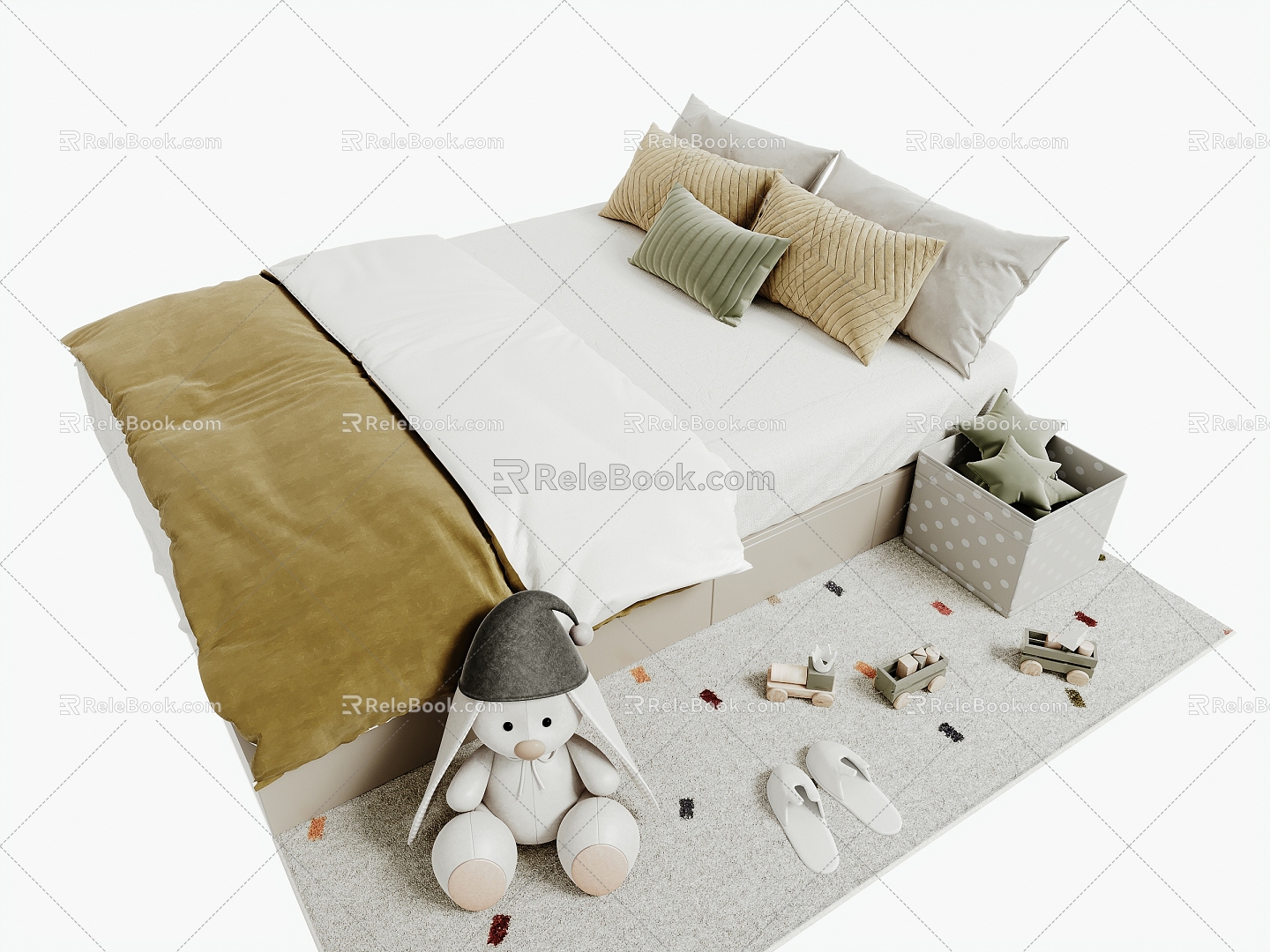 Modern Tatami Bed Carpet Children's Toy Ornaments 3d model