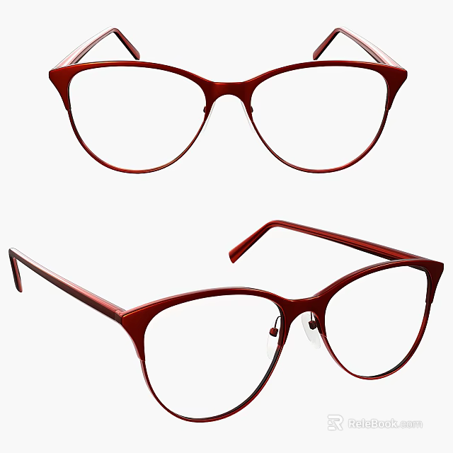 Red Jeweled Eyeglasses Fashionable Jewelry Accessory in Two Different Angles 3d model 