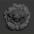 Game Movie Character 3D Model Muscular Bear Creature Sitting in Meditative Stance with Cloud Base
