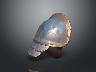 Helmet Shaped Metallic Household Item With Copper Trim And Silver Finish For Home Decor 3d model