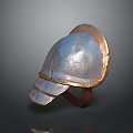 Helmet Shaped Metallic Household Item With Copper Trim And Silver Finish For Home Decor