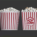 Delicious Freshly Popped Popcorn in Red and White Striped Paper Buckets on Black Surface