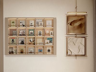 Modern Wall-mounted Bookshelf Hanging Painting 3d model