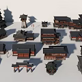 Traditional Chinese Ancient Architecture Collection With Various Classic Building Structures And Roof Designs 3d model