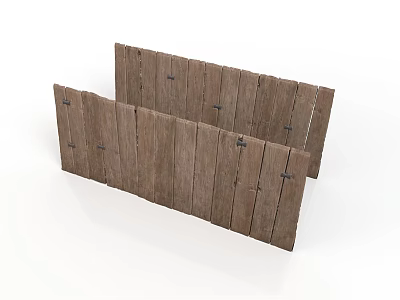 Wooden Fence Panel With Brown Planks And Metal Hardware Design 3d model