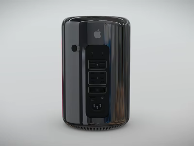 Apple Black Cylindrical Digital Device With Multiple Ports And Sleek Design 3d model
