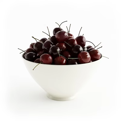 Fresh Ripe Red Cherries in White Ceramic Bowl on White Background 3d model Fresh Ripe Red Cherries in White Ceramic Bowl on White Background 3d model