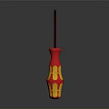 Household Screwdriver With Red And Yellow Ergonomic Handle And Metal Shaft