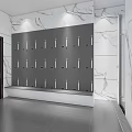 SPA Sauna Interior With Pink And White Marble Walls Lockers Mirror And Washbasin