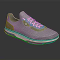 Gray Mesh Sporty Shoes With White Laces White And Gold Sole And Air Cushion