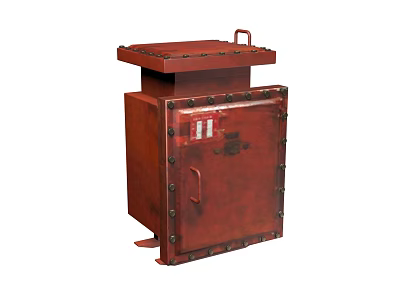 Red Industrial Metal Enclosure with Bolted Door and Top Handle Design for Industrial Use 3d model