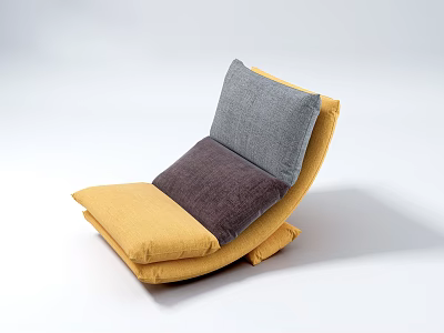 Modern Lazy Sofa With Yellow Base And Gray Purple Cushions For Comfortable Seating 3d model