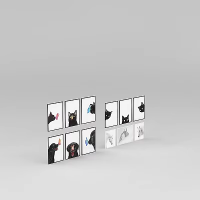 Modern Design Lockers With Animal Pictures On Doors For Home Storage 3d model