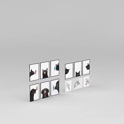 Modern Design Lockers With Animal Pictures On Doors For Home Storage 3d model Modern Design Lockers With Animal Pictures On Doors For Home Storage 3d model