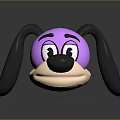 Cute Cartoon Dog Head Plush Toy with Purple Head Black Ears and Big Eyes