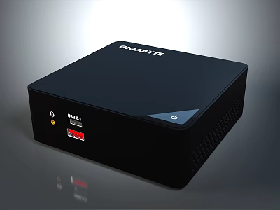 Gigabyte Black Compact Desktop Computer With Indicator Lights For Home Use 3d model