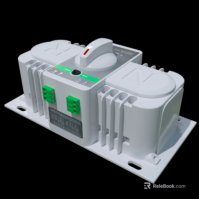 Smart Machine For Power Management With White Casing Green Connectors And Rotary Switch 3d model 