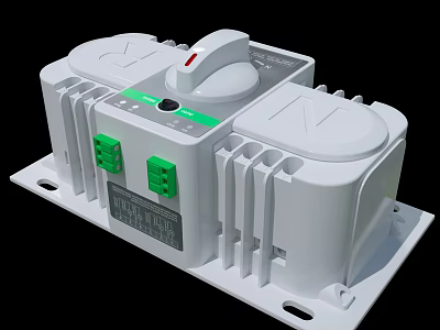 Smart Machine For Power Management With White Casing Green Connectors And Rotary Switch 3d model