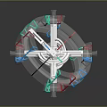 3D Rendered Industrial Mechanical Equipment With Transparent Casing And Colored Internal Components