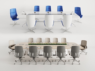 Modern Conference Table and Chair 3d model