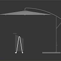 White Outdoor Umbrella Stand With Gray Storage Cabinet And Transparent Design Signboard