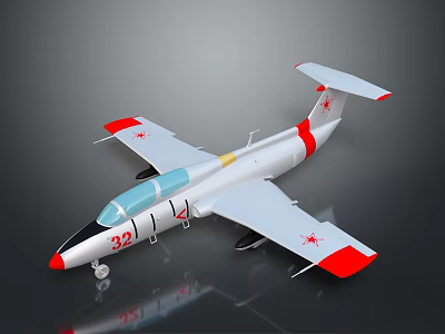 Space Aviation Model Aircraft Red And White With Transparent Cockpit And Number 32 3d model