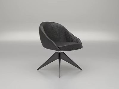 Modern Black Leather Accent Chair With Three Legged Metal Base Sleek Comfortable Design 3d model