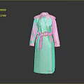 Pink Long Double Breasted Trench Coat With Belt And Epaulettes Design