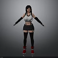 3D Model Woman with White Tank Top Black Skirt Red High Top Shoes Arms Outstretched