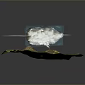 3D Scenery of Mountain Terrain with Green Slopes Yellow Areas and White Covering