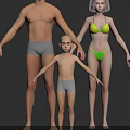 Human Characters Including Adult Male Female Child In Underwear Standing On Grey Background