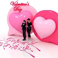 Valentine's Day Heart Shaped Inflatable Decorations With People And Romantic Vibe