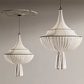 Elegant White Ceiling Pendant Lights With Woven Fringe And Circular Base 3d model