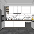 Modern Kitchen Interior Design With Marble Island White Cabinets And Appliances