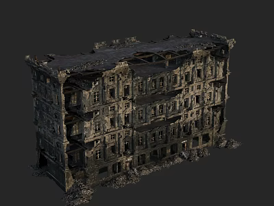 Derelict Multi storey European Architecture With Broken Windows And Damaged Structure 3d model