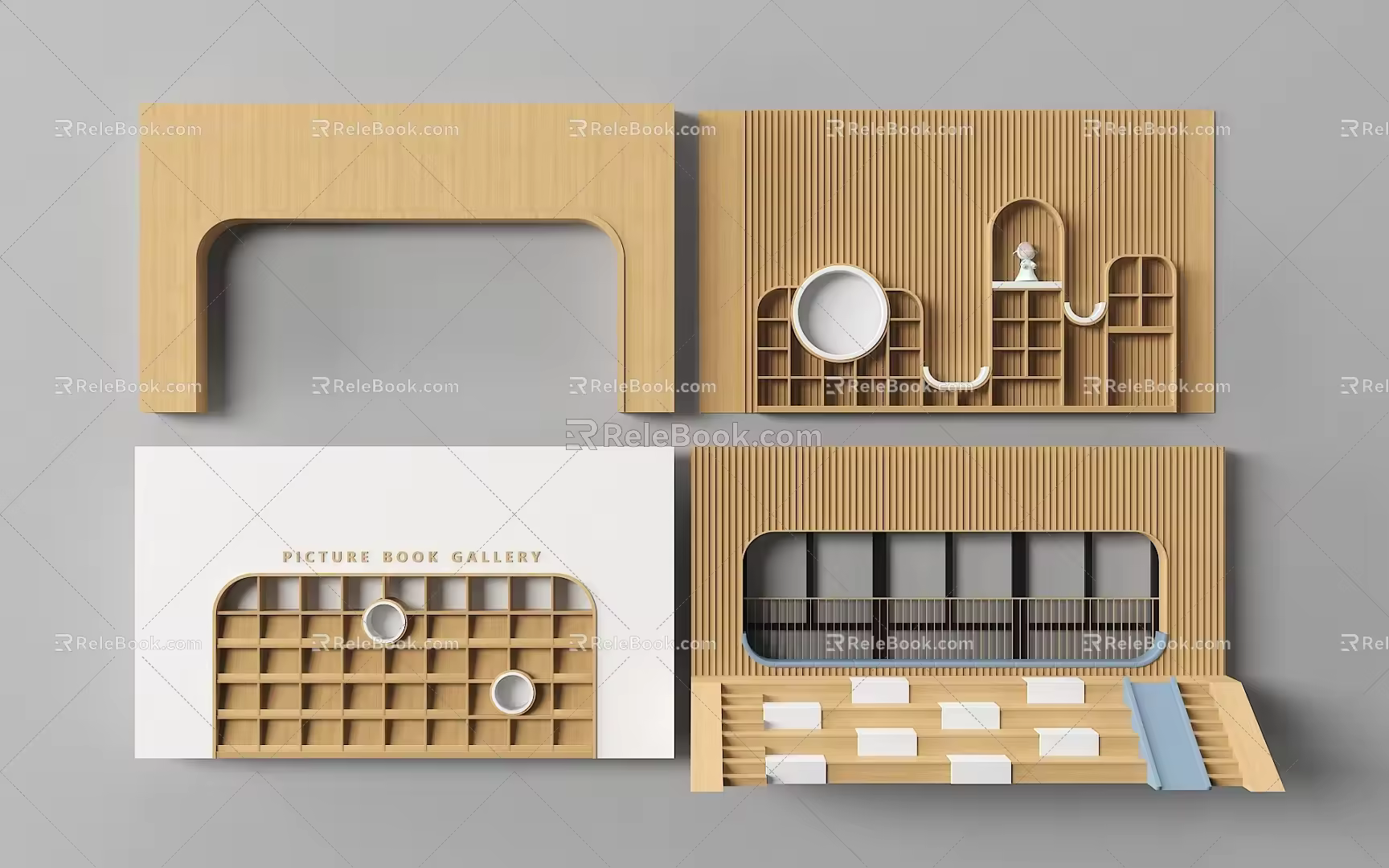 Library Backwall Library Bookshelf 3d model