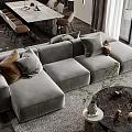 Modern Living Dining Room Interior Design With Sofa Coffee Table And Accent Chair