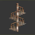 Wooden Spiral Staircase Design With Winding Steps And Curved Handrail Structure