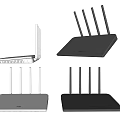Wireless Computer Routers With Multiple Antennas In White And Black Designs