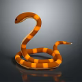 Orange And Yellow Striped Coiled Snake 3D Model On Gray Background 3d model