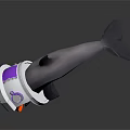 Futuristic Sci Fi Shark Head Model With Helmet Like Gear Purple White And Orange Accents