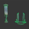 Decorative Sculptural Columns With Fringes Intricate Carvings And Metallic Finish
